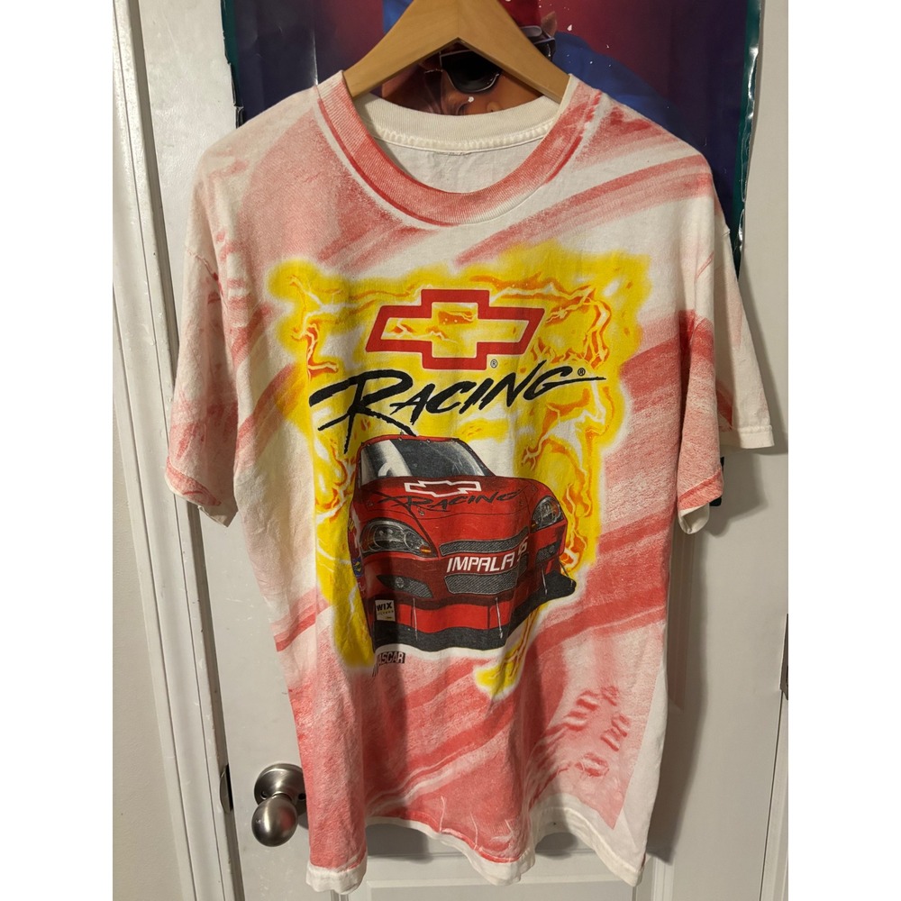 Vintage NASCAR Chevrolet Racing T-Shirt All Over Print Chevy Impala SS Mens XL
